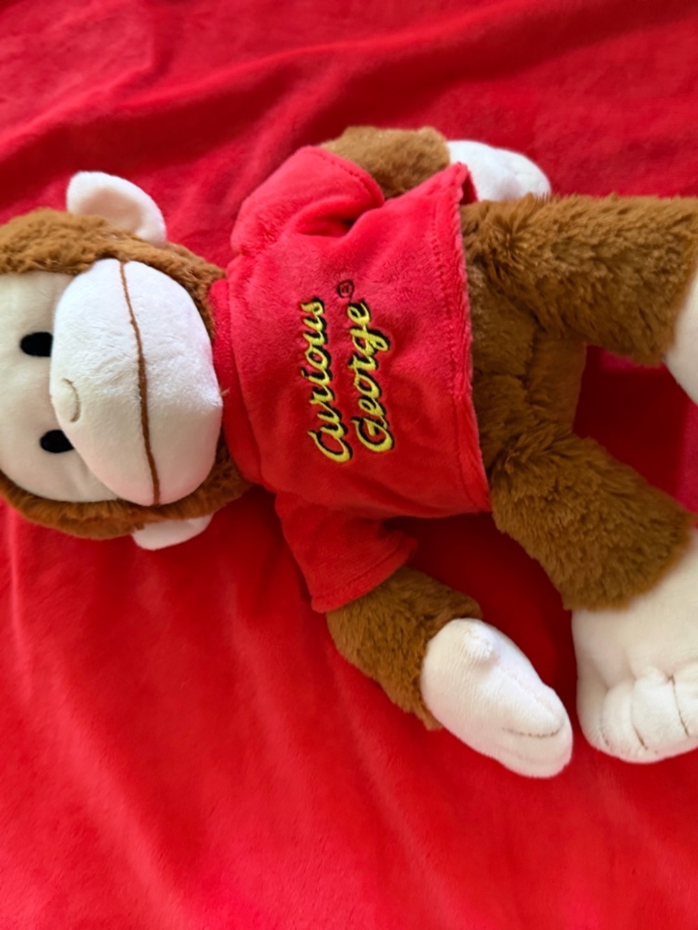 Curious George Plush Monkey with Red Shirt and small blanket - Picture 6 of 11